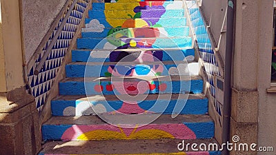Painted Stairs at the Agueda Umbrella Festival Stock Photo