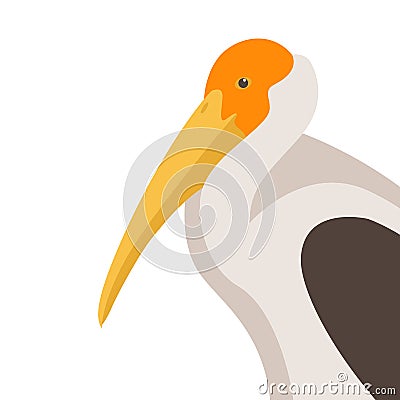 Painted stork bird vector illustration flat style profile Vector Illustration