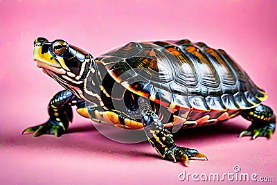 Painted Turtle tortoise animal slow moving Cartoon Illustration