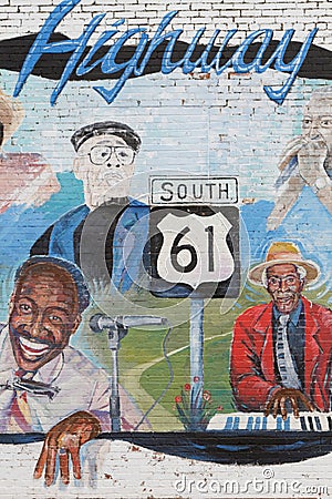 Painted wall in honor of old blues men Editorial Stock Photo