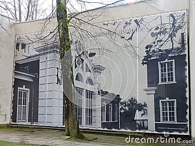 Painted wall, Lithuania Editorial Stock Photo