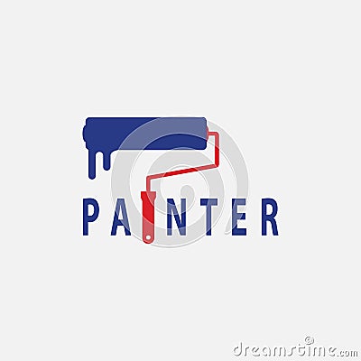 Painter Brush Logo Design Template. Vector Illustration