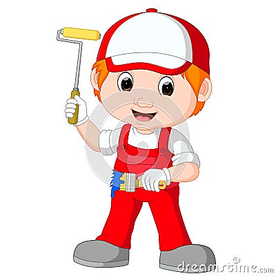 Painter with brush and roller Vector Illustration