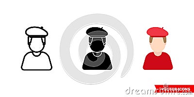 Painter creative icon of 3 types color, black and white, outline. Isolated vector sign symbol Stock Photo