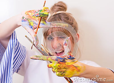 painter girl Stock Photo
