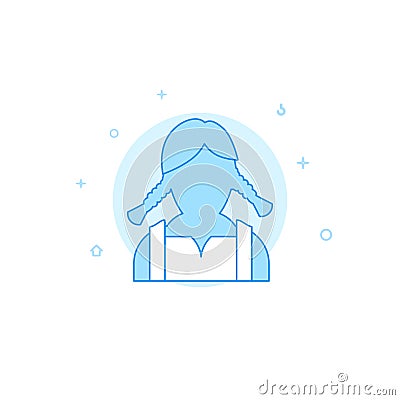 Painter girl flat vector icon. Filled line style. Blue monochrome design. Editable stroke Vector Illustration