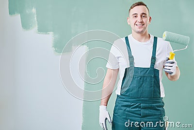 Painter holding a roller Stock Photo