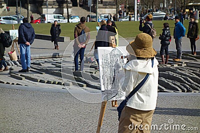 Painter at museum island in Berlin Editorial Stock Photo