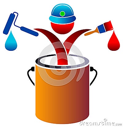 Painter with paint Vector Illustration