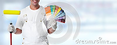 Painter with painting roller Stock Photo