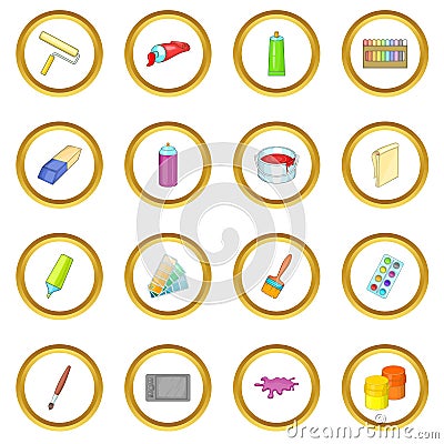 Painter tools icons circle Vector Illustration