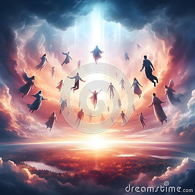 painterly image of revelation rapture of the return of Christ to earth. Stock Photo