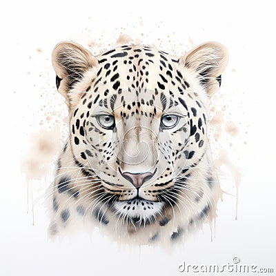 Painterly Leopard On White Realism With Fantasy Elements Stock Photo