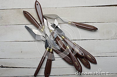 Painters artist metal art steel spatula tool set Stock Photo