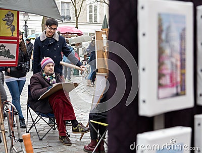 Painters in Place du Tertre Paris Editorial Stock Photo