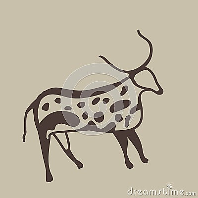 Painting of an ancient antelope on a cave wall Stock Photo