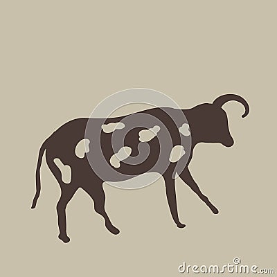 Painting of an ancient ox on a cave wall Stock Photo