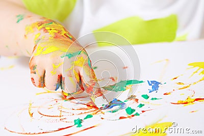 Painting baby hand Stock Photo