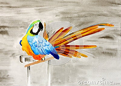 Painting of a beautiful parrot Stock Photo