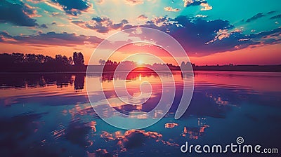 Sunset Serenity on Lake Reflections./n Stock Photo