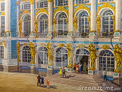 Painting of Catherine Palace in Pushkin Editorial Stock Photo