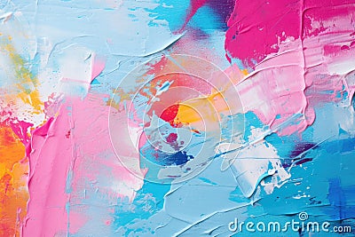 Painting close up of colorful abstract acrylic painting on canvas texture with brushstrokes, Closeup of abstract rough colorful Stock Photo