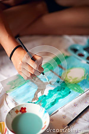 Painting, close up of making an artwork Stock Photo