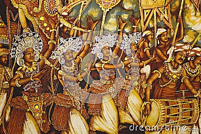 Painting at Dambulla Golden Temple, Sri Lanka Stock Photo