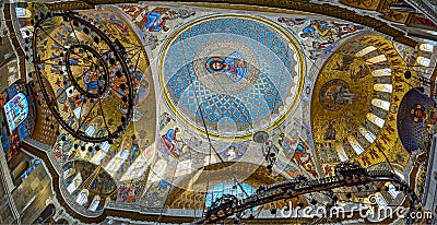 The painting on the dome of the Naval Cathedral of Saint Nichola Editorial Stock Photo