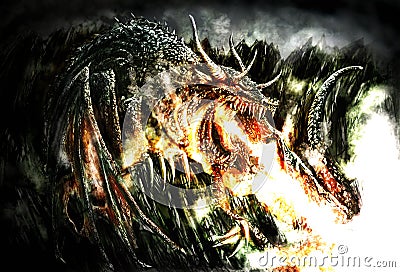 Painting of a dramatic dragon Stock Photo