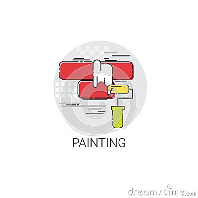 Painting Equipment Tool House Interior Renovation Icon Vector Illustration