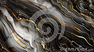 a painting featuring gold lines and iridescence, reminiscent of intricate black and white illustrations, with flowing Cartoon Illustration