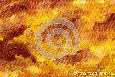 Painting field, detail painting on canvas. Brown color. Stock Photo