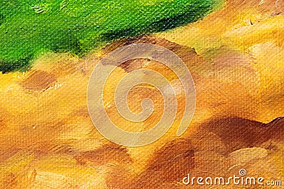 Painting field, detail painting on canvas. Brown color. Stock Photo