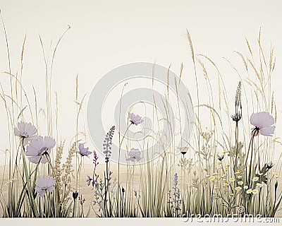 a painting of a field of wildflowers Stock Photo