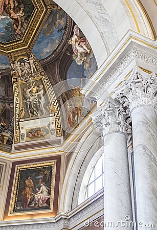 Painting fresco ceilings in the Vatican Museum Editorial Stock Photo