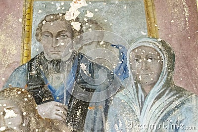 painting, frescoes, abandoned Orthodox church Editorial Stock Photo