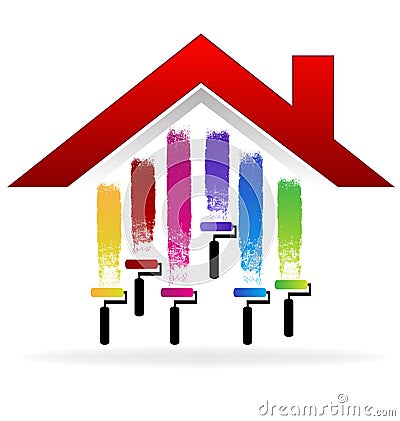 Painting a house logo Vector Illustration