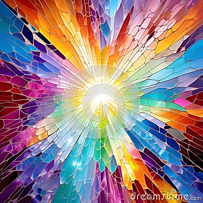 painting image of the majestic,ornate,acrylic,exploding prisms of vibrant dynamic colors of springtime. Stock Photo