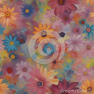 painting image of the majestic,ornate,acrylic,exploding prisms of vibrant dynamic colors of springtime. Stock Photo