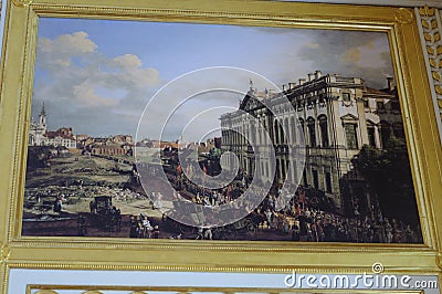 Painting by Canaletto showing urban landscape of Warsaw Editorial Stock Photo