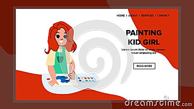 painting kid girl vector Vector Illustration