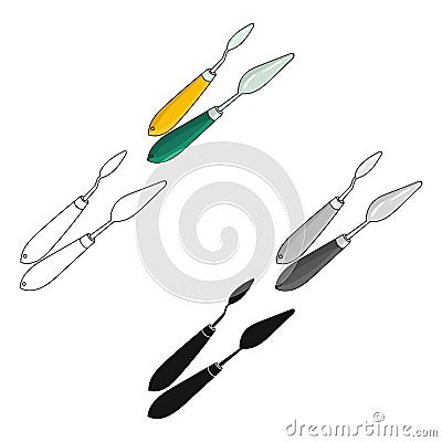 Painting knives icon in cartoon,black style isolated on white background. Artist and drawing symbol stock vector Vector Illustration