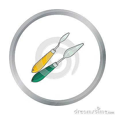 Painting knives icon in cartoon style isolated on white background. Artist and drawing symbol stock vector illustration. Vector Illustration