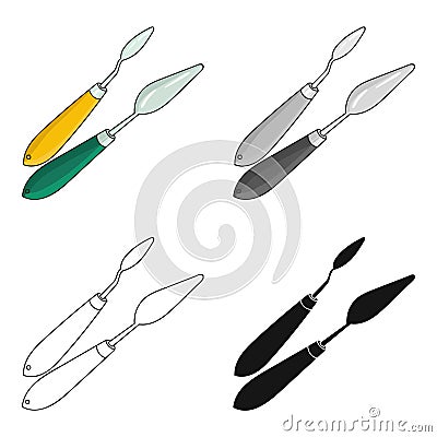 Painting knives icon in cartoon style isolated on white background. Artist and drawing symbol stock vector illustration. Vector Illustration