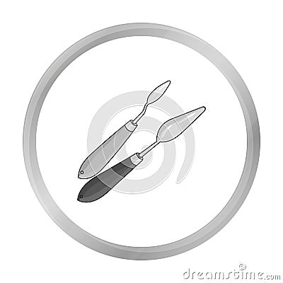 Painting knives icon in monochrome style isolated on white background. Artist and drawing symbol stock vector Vector Illustration