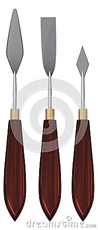 Painting knives set. Cartoon oil painter tools Vector Illustration