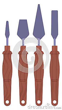 Painting knives set. Various oil artist tools Vector Illustration