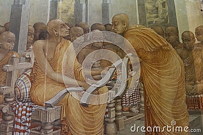 Painting of life of Buddha from Image House at Kelaniya temple complex Stock Photo