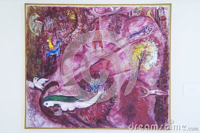 Painting by Marc Chagall, Marc Chagall Museum, Nice, France Editorial Stock Photo